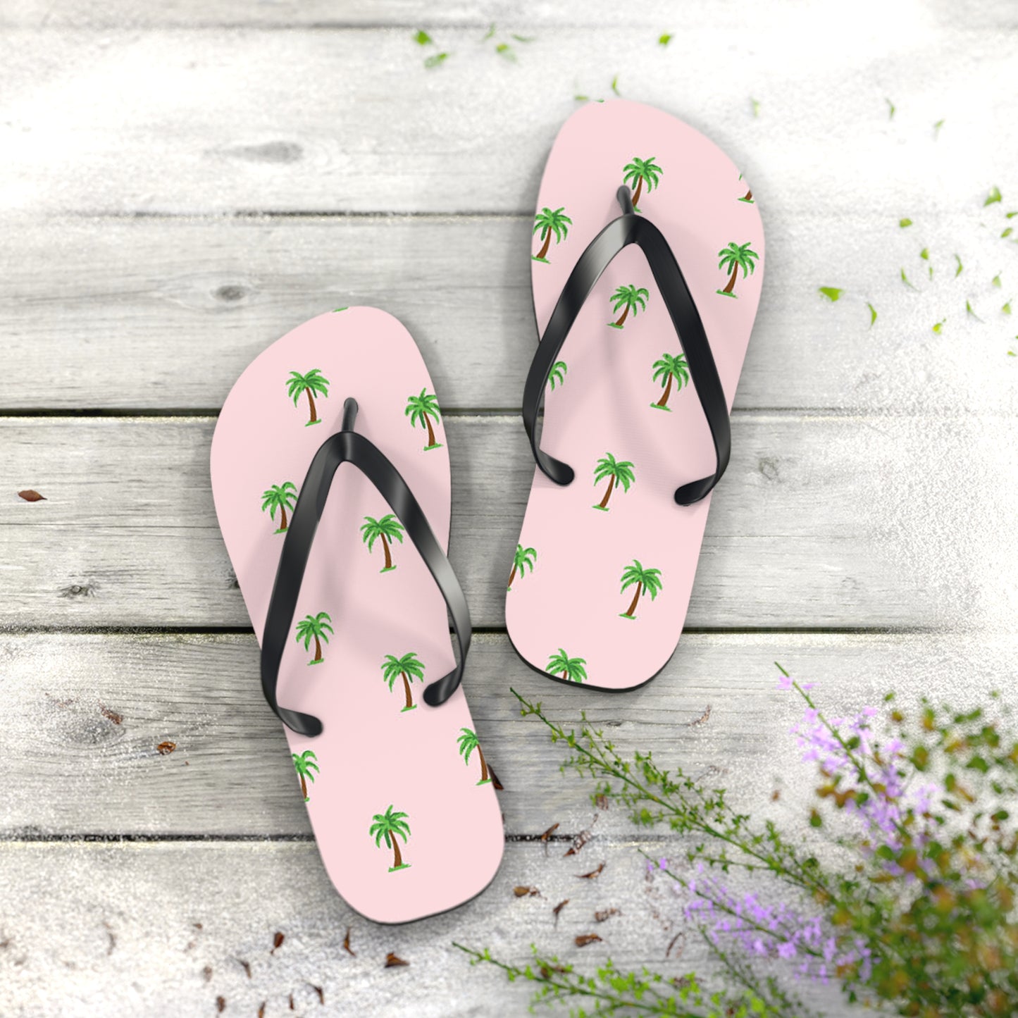 Palm Trees Pink Sandals Summer Flip Flops Slides BRAND NEW