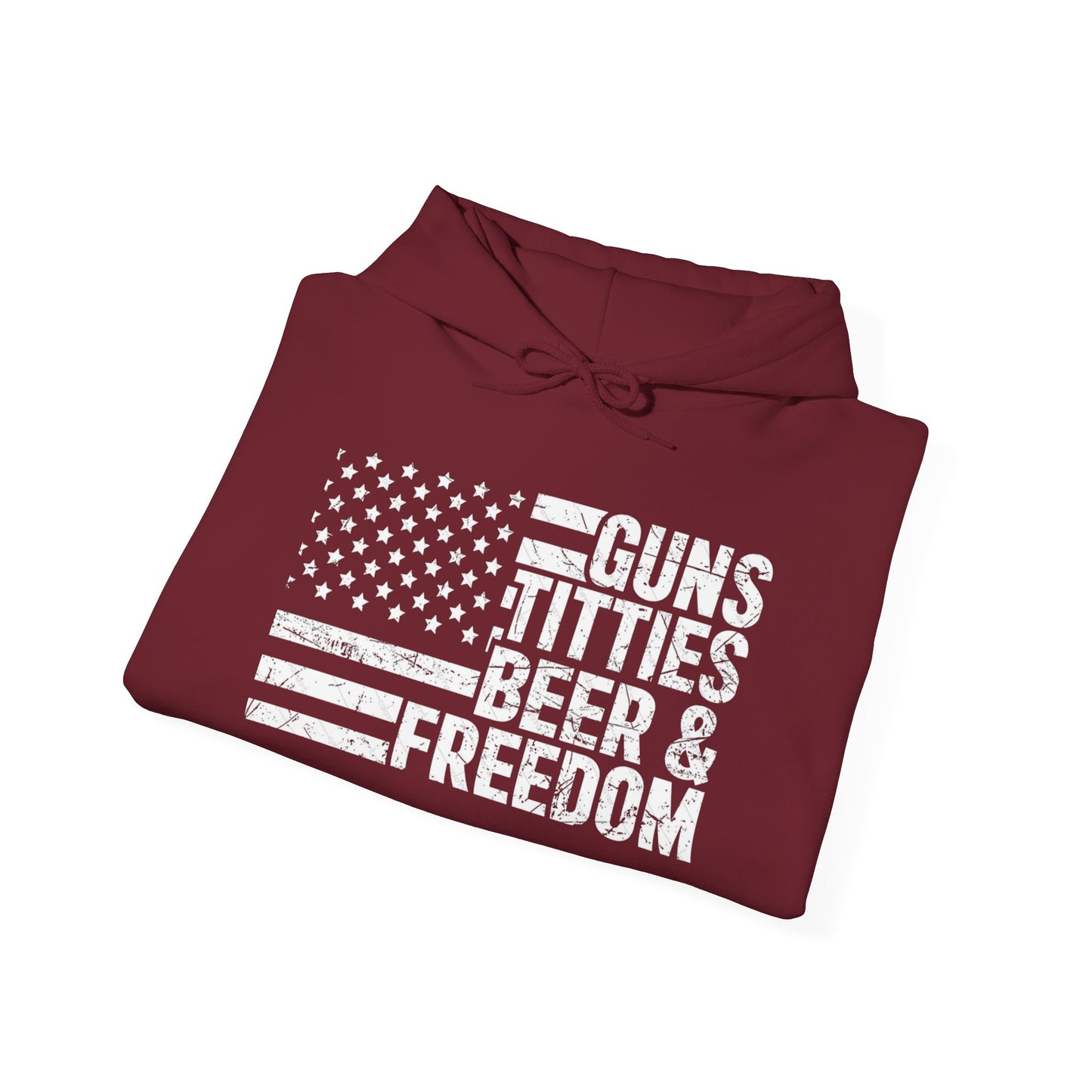 Guns Beer Freedom Women Flag Graphic Hoodie Heavy Blend Sweatshirt NEW