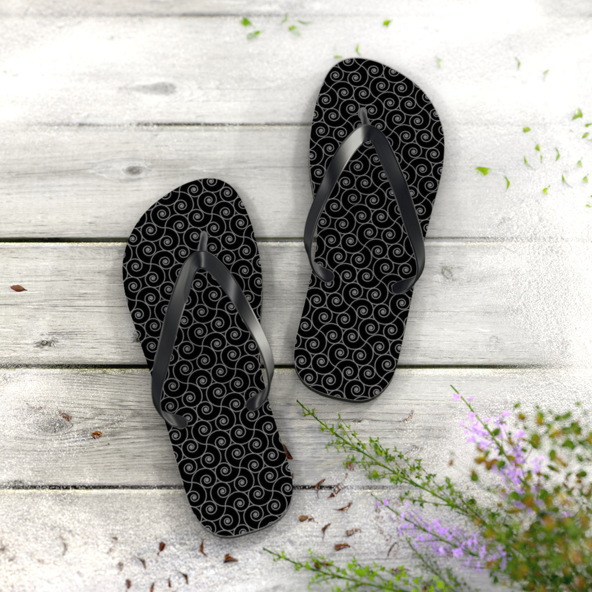 Black Monogram Flip Flops, Sandals Slides, Summer Footwear, Brand New