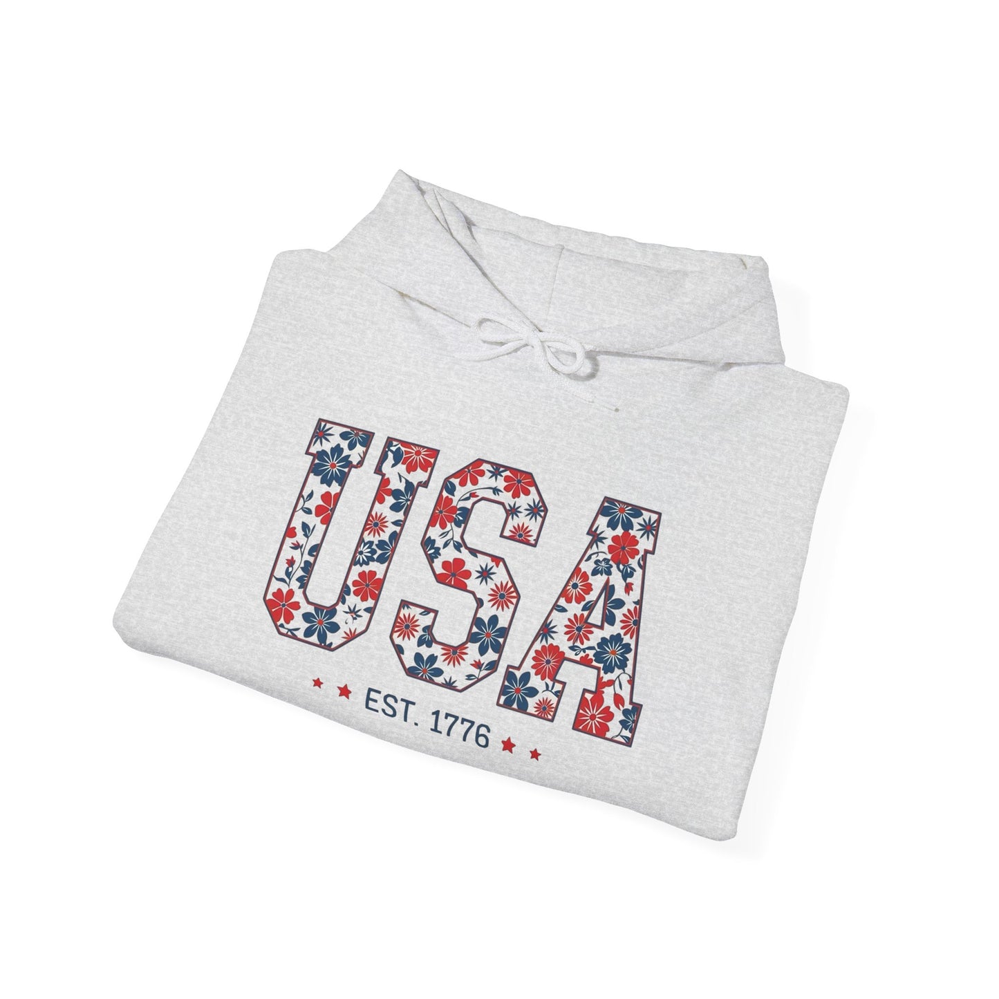 USA Flowers Graphic Hoodie Unisex Heavy Blend™ Hooded Sweatshirt