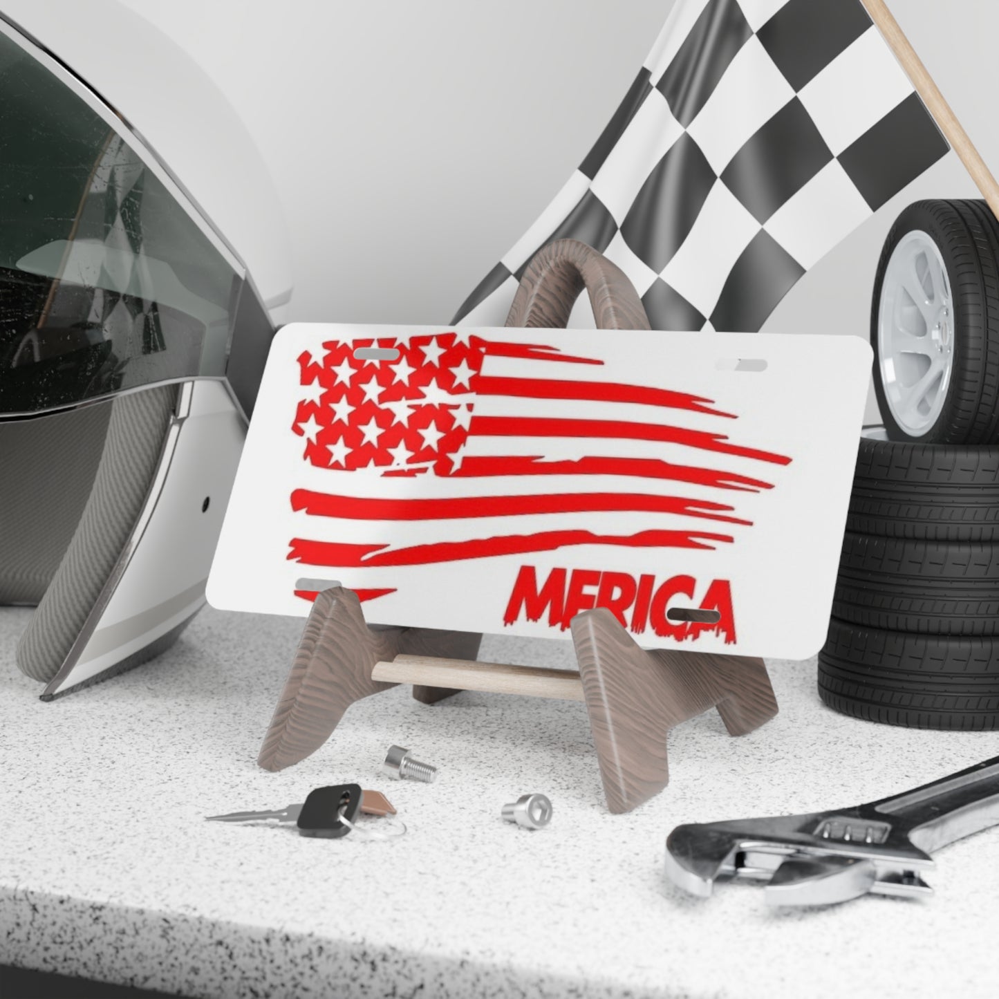 MERICA License Plate USA MADE American Flag NEW Vanity Plate