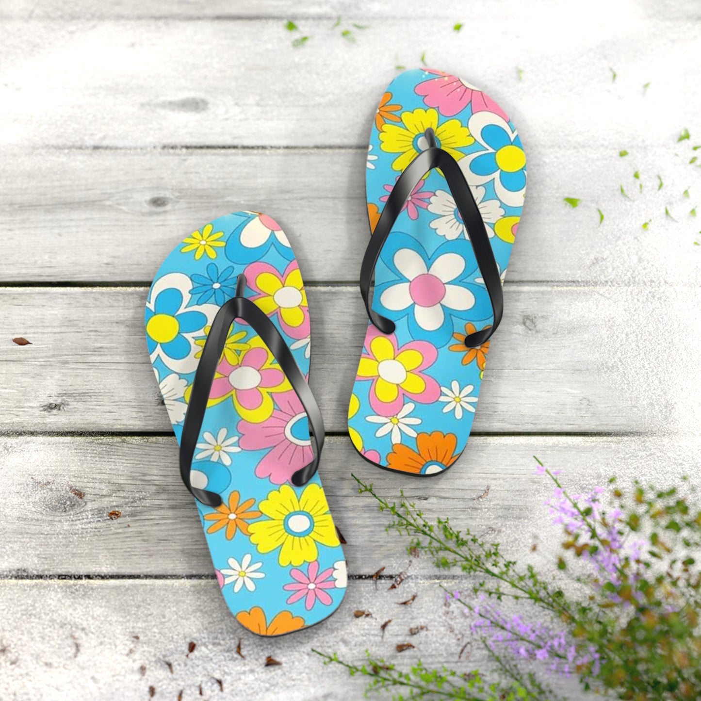 Pastel Flowers Sandals Summer Flip Flops Slides BRAND NEW