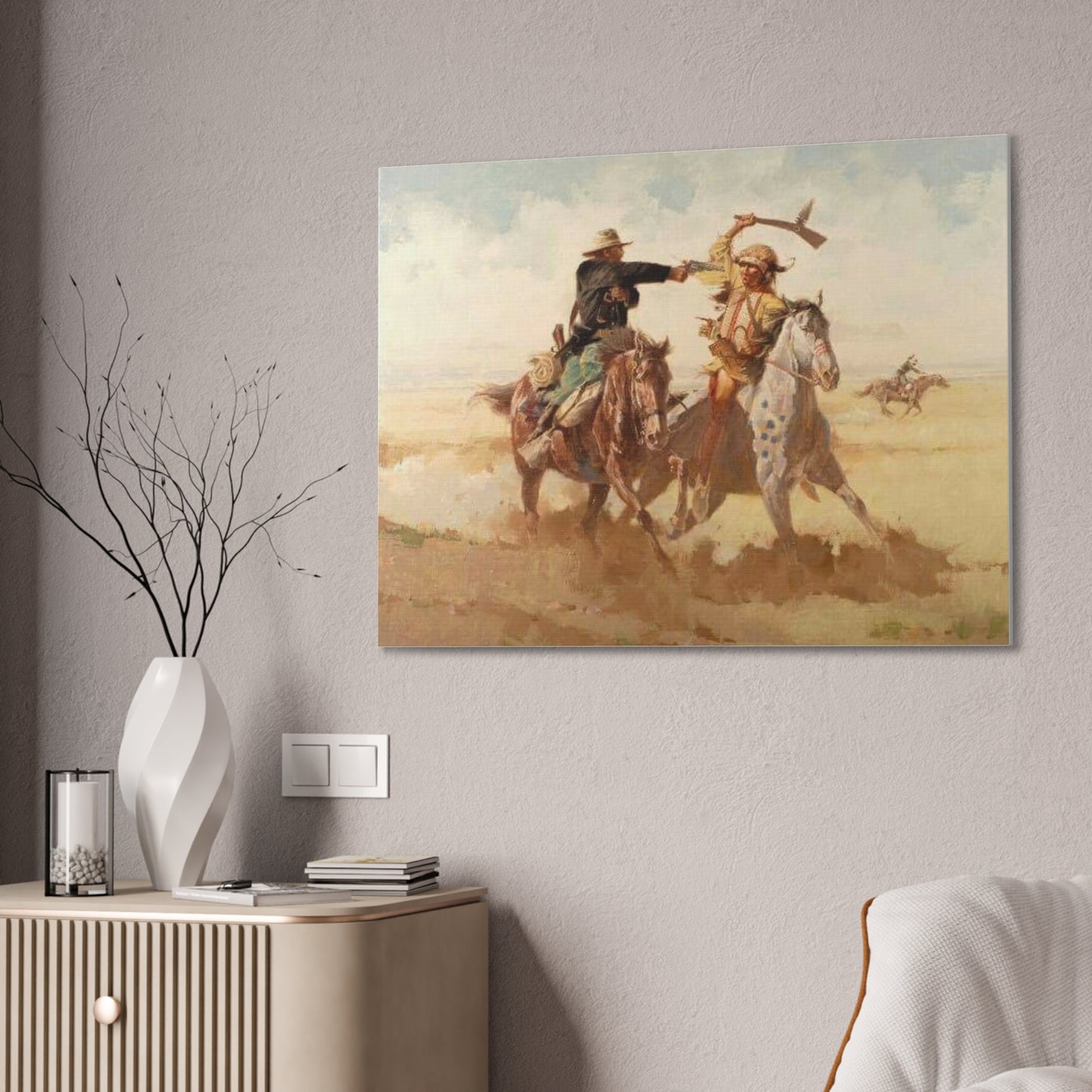 Cowboys And Indians AMERICAN History Western 40x30 Canvas Stretched, 0.75"