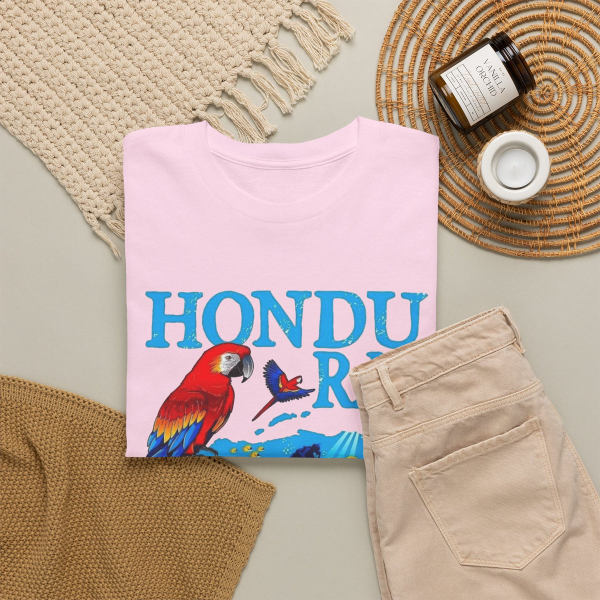 Honduras Graphic T Shirt Men's Retro Tropical Birds Heavy Cotton Tee