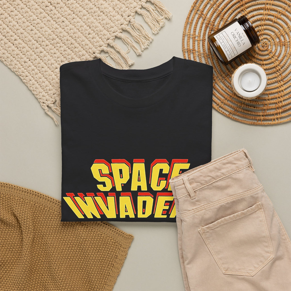 Space Invaders Retro Arcade Graphic T-Shirt Men's Tee Vintage