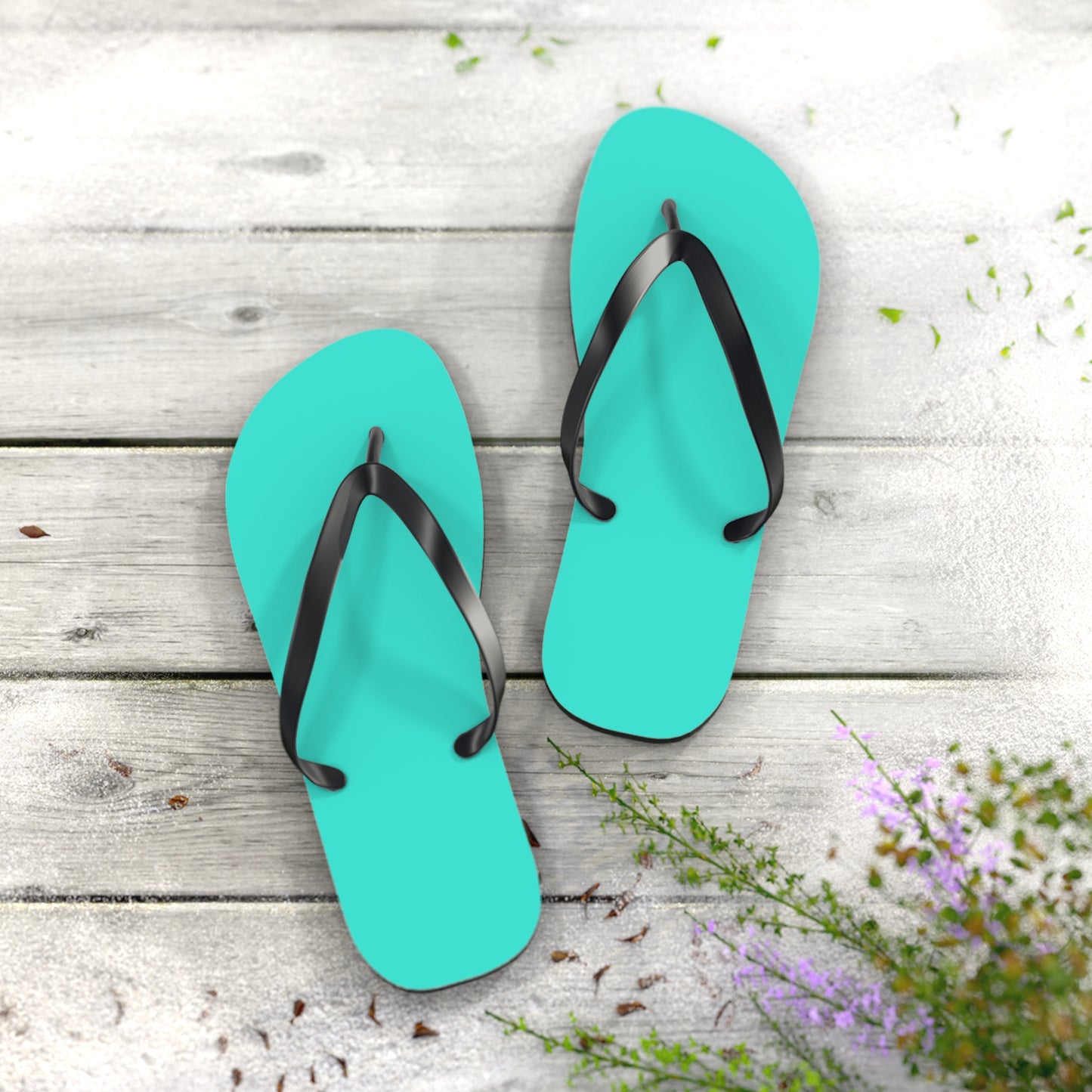 Neon Turquoise Flip Flops, Sandals Slides, Summer Footwear, Brand New