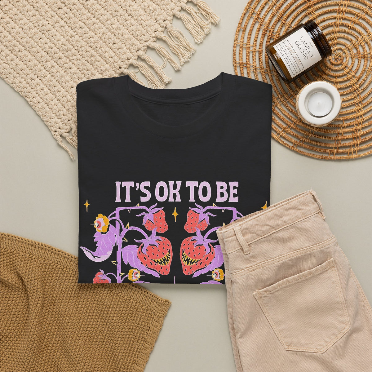 Its Ok To Be Weird Funny Graphic T Shirt Men's Heavy Cotton Tee