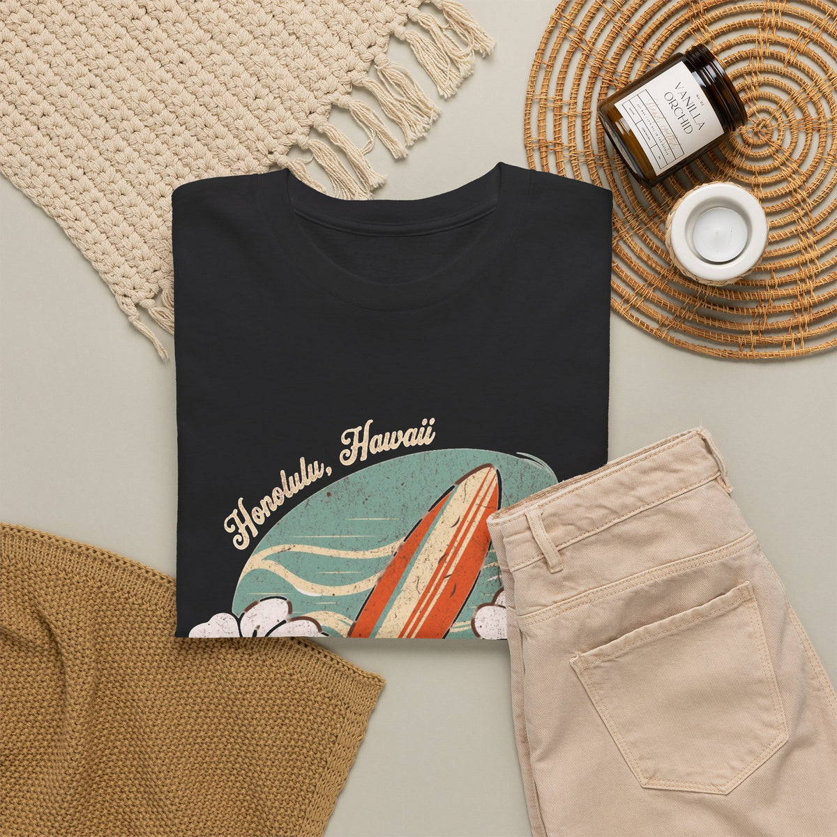 Surfs Up Hawaii Graphic T Shirt Men's Vintage Heavy Cotton Tee