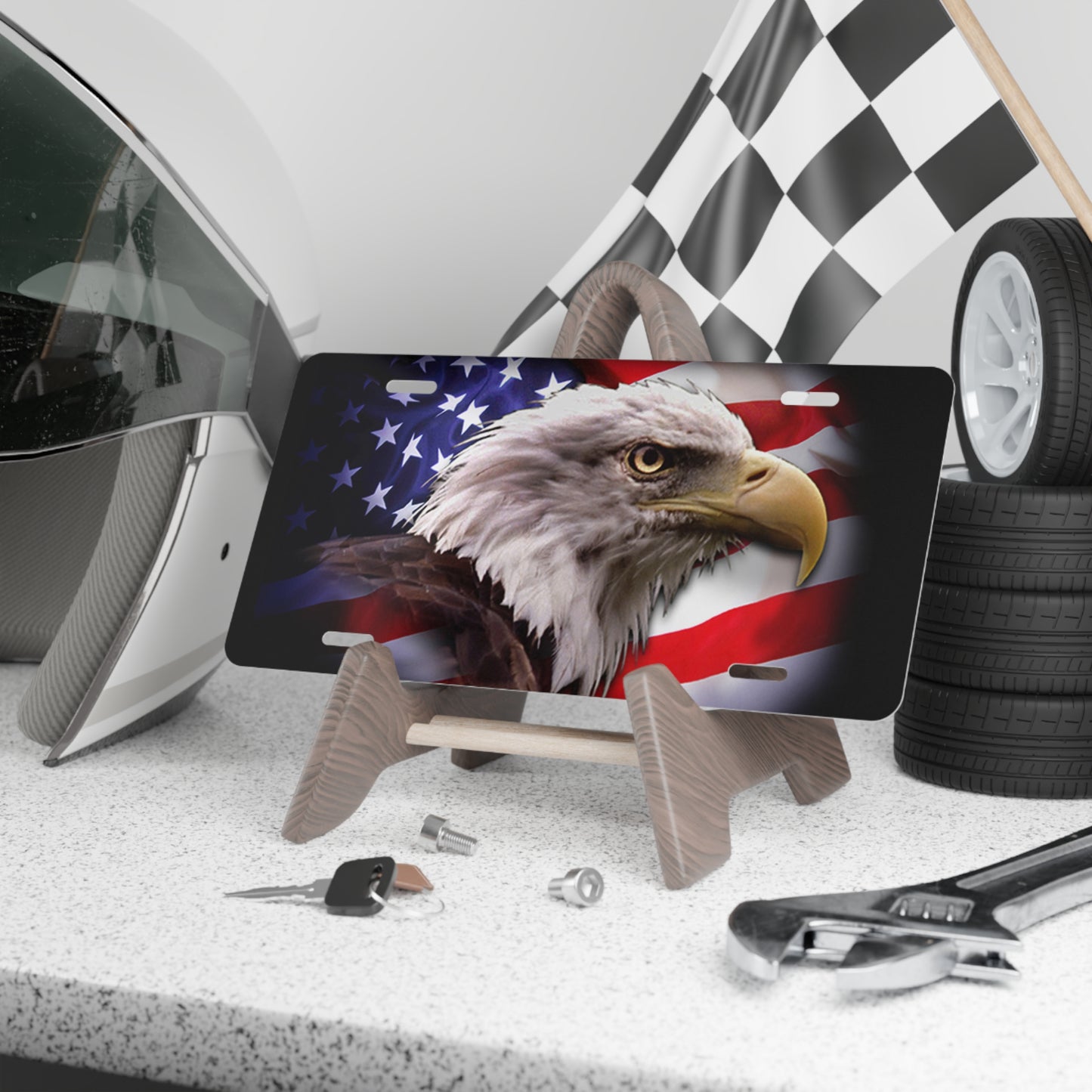 American Bald Eagle USA MADE Flag Vanity License Plate