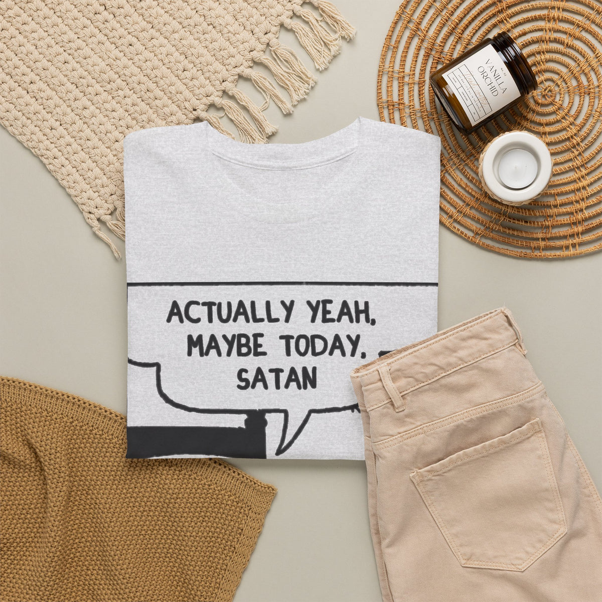 Actually Yeah Maybe Today Satan Comic Tee Men's Graphic Tee