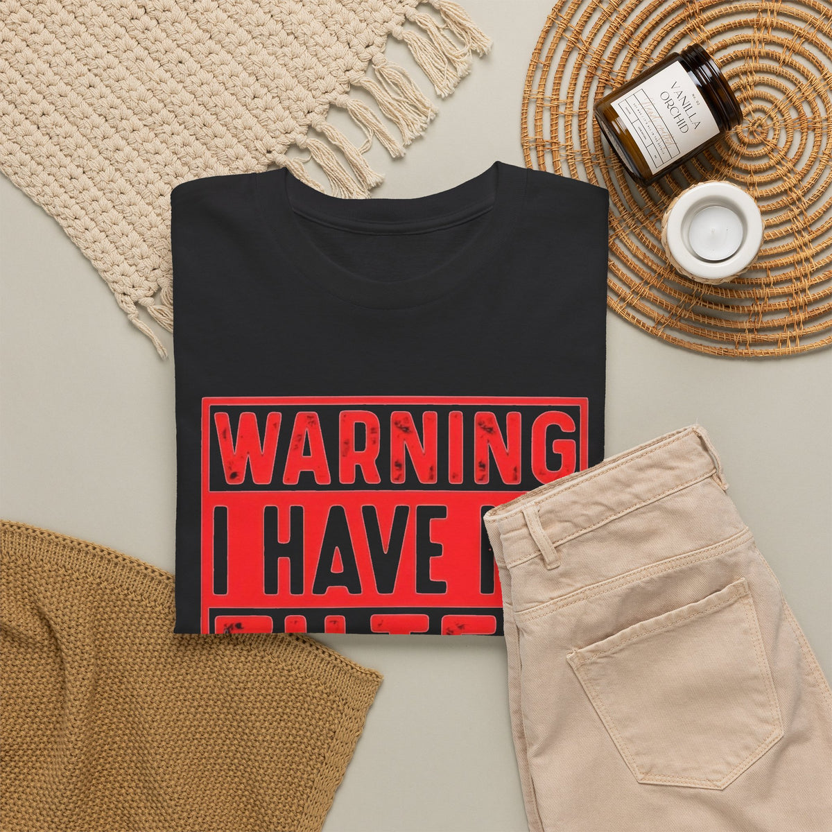 Warning I Have No Filter Graphic T Shirt Men's Heavy Cotton Tee