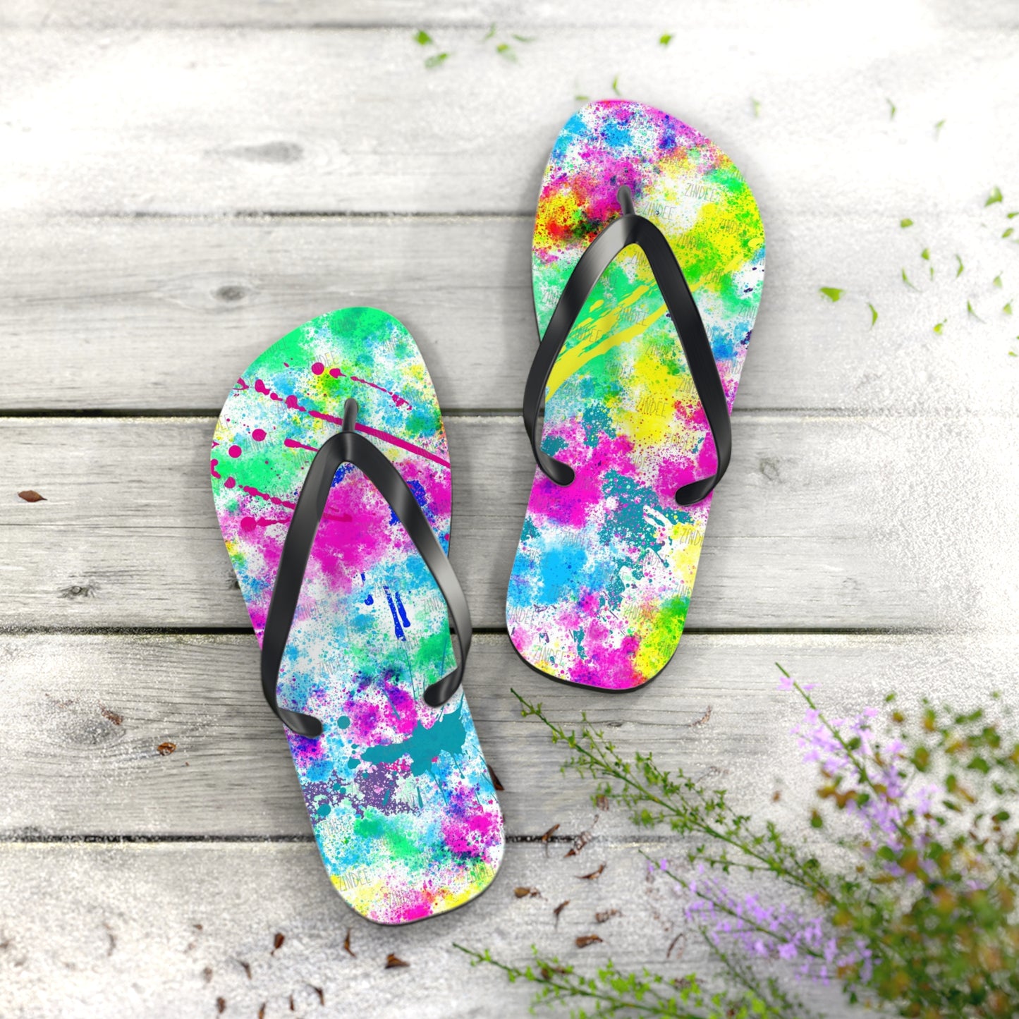 Neon Paint Flip Flops, Sandals Slides, Summer Footwear, Brand New