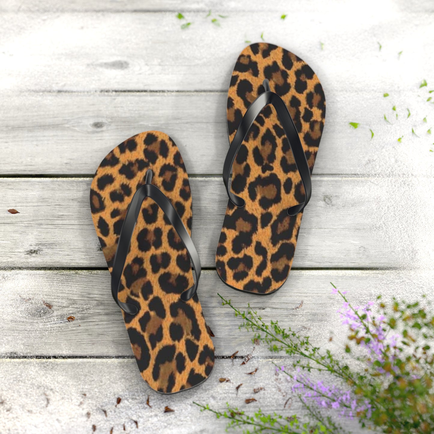 Cheetah Print Beach Sandals, Slides for Summer, Flip Flops, Water Resistant