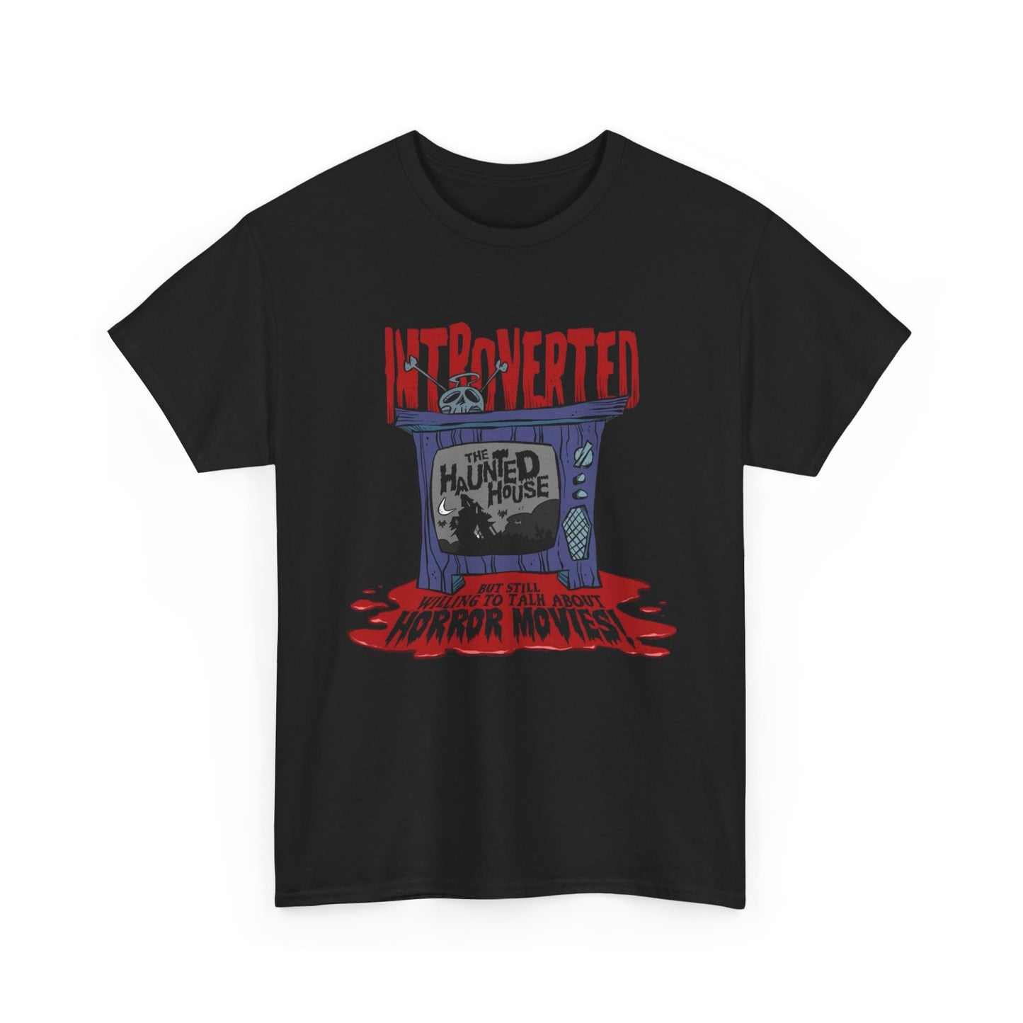 Introverted Horror Movie Lover Graphic T Shirt Men's Heavy Cotton Tee