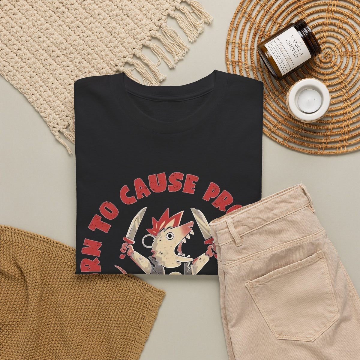 Born To Cause Problem's Funny Graphic T Shirt Men's Heavy Cotton Tee