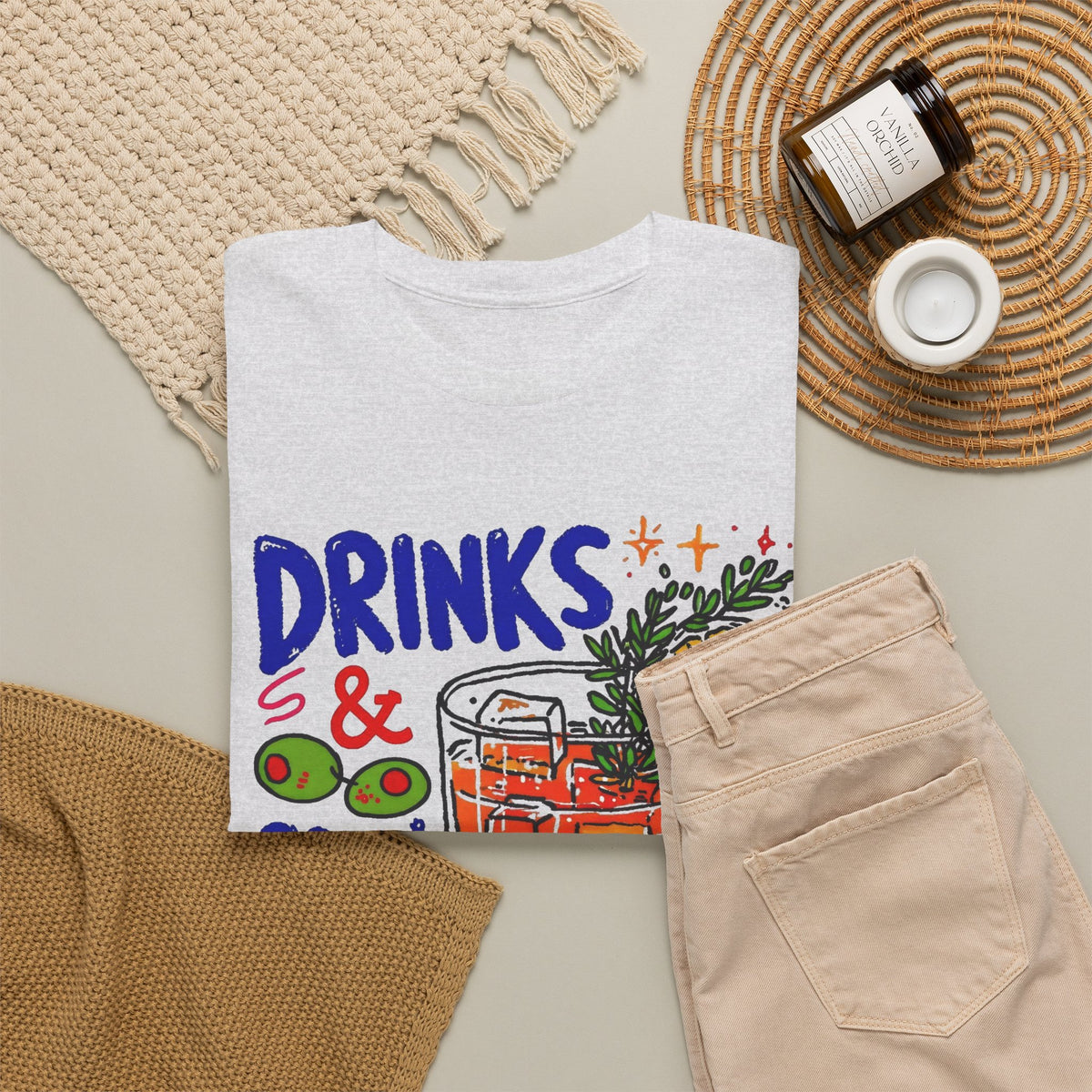 Drinks and Good Vibes Citrus Cocktail T-Shirt Men's Graphic Tee