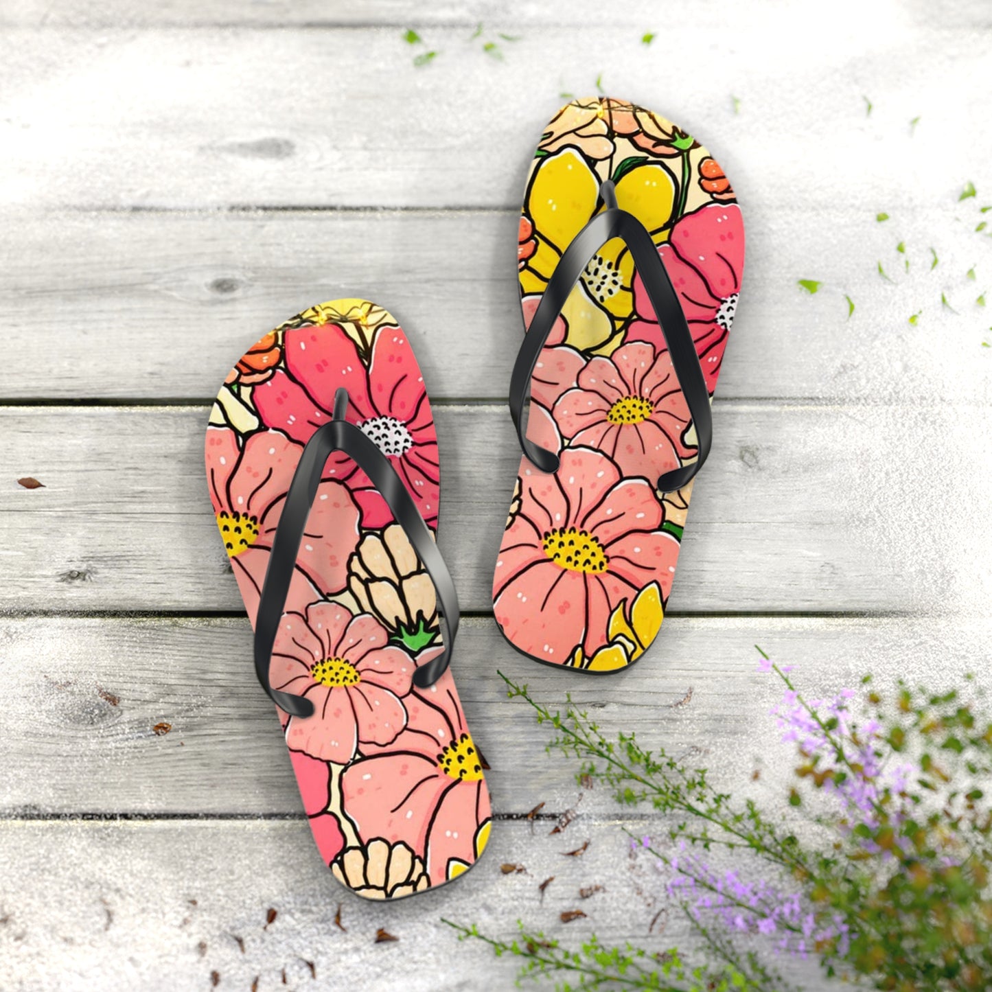 Waves And Sun Sandals Pink Pastel Summer Flip Flops Slides BRAND NEW