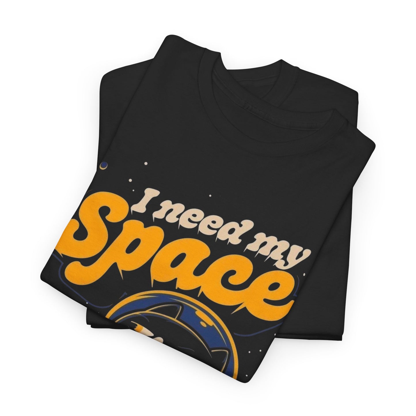 Cat Astronaut Funny Graphic T Shirt Men's Heavy Cotton Tee