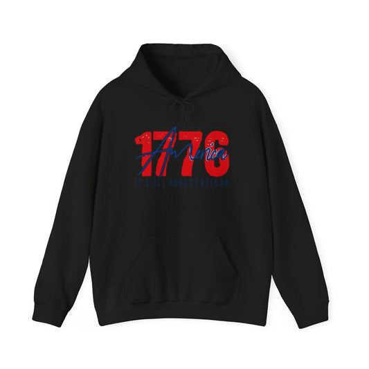 1776 All About Freedom USA Graphic Hoodie Heavy Blend Sweatshirt NEW