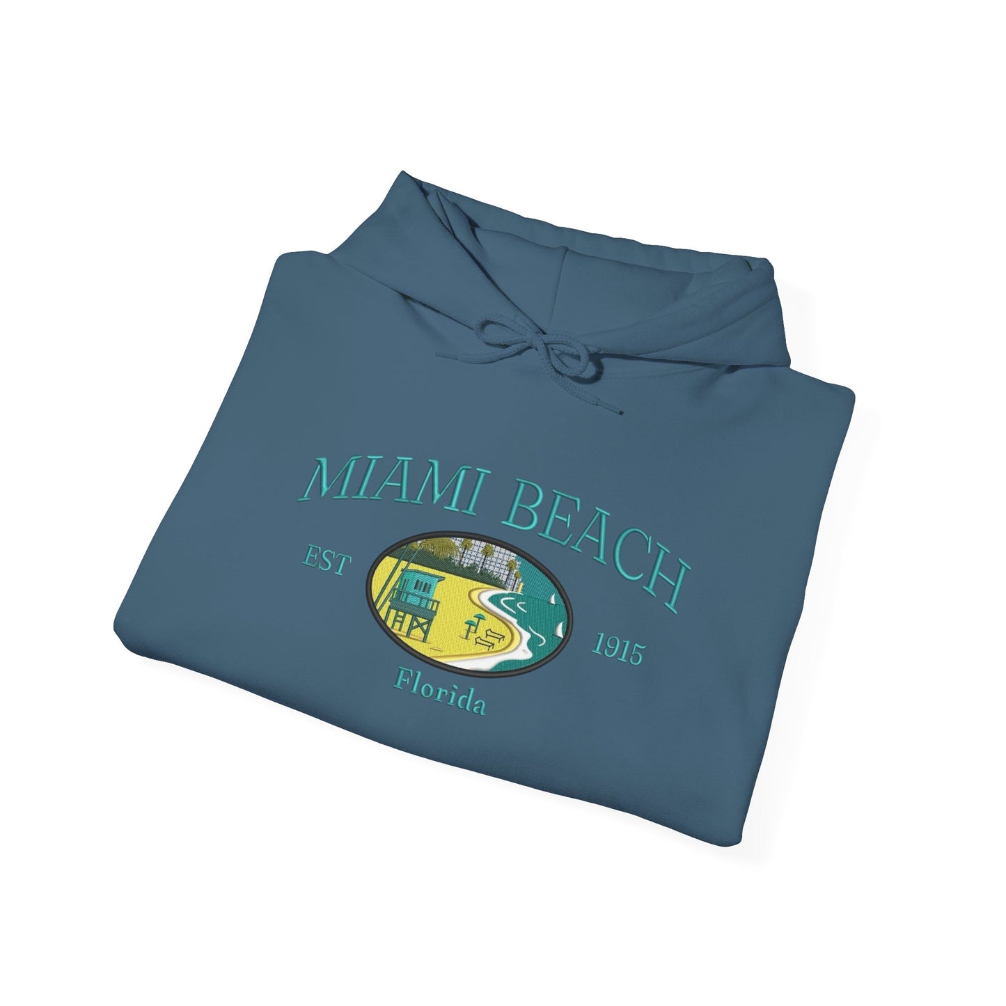 Miami Beach Graphic Hoodie Heavy Blend Sweatshirt NEW
