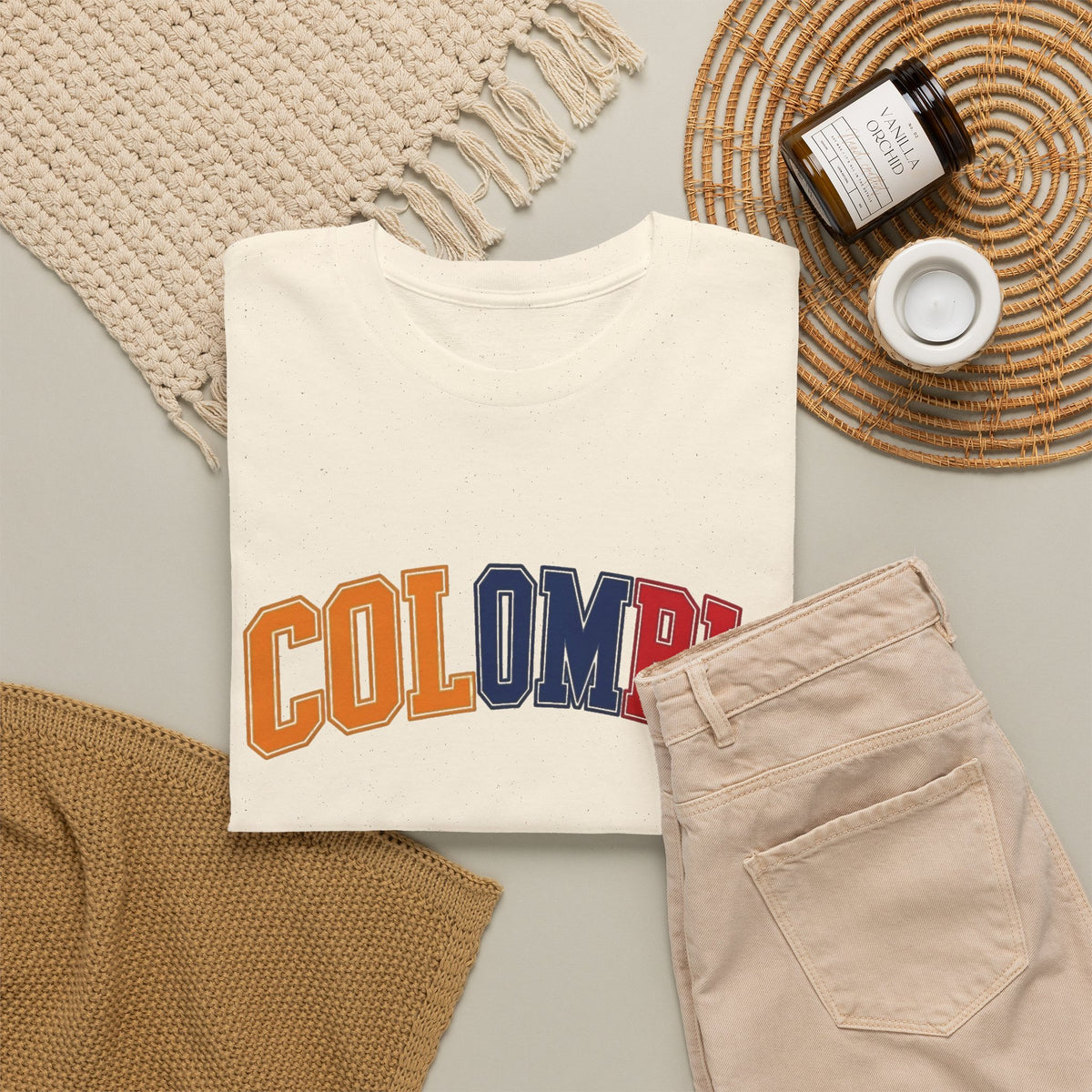Colombia Graphic T Shirt Men's Classic Travel NEW Heavy Cotton Tee