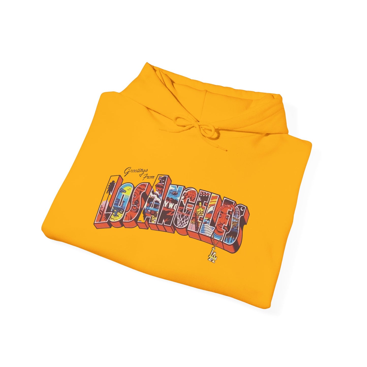 Greetings From Los Angeles Graphic Hoodie Unisex Heavy Blend™ Hooded Sweatshirt
