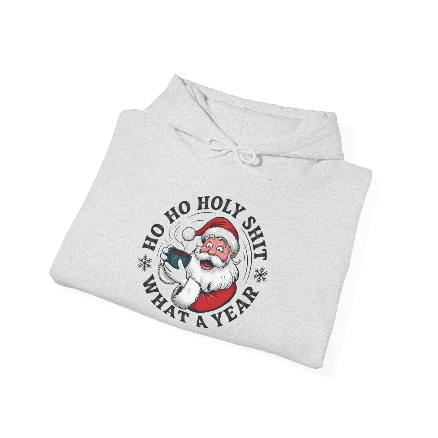 Santa What A Year Funny Graphic Hoodie Unisex Heavy Blend™ Hooded Sweatshirt