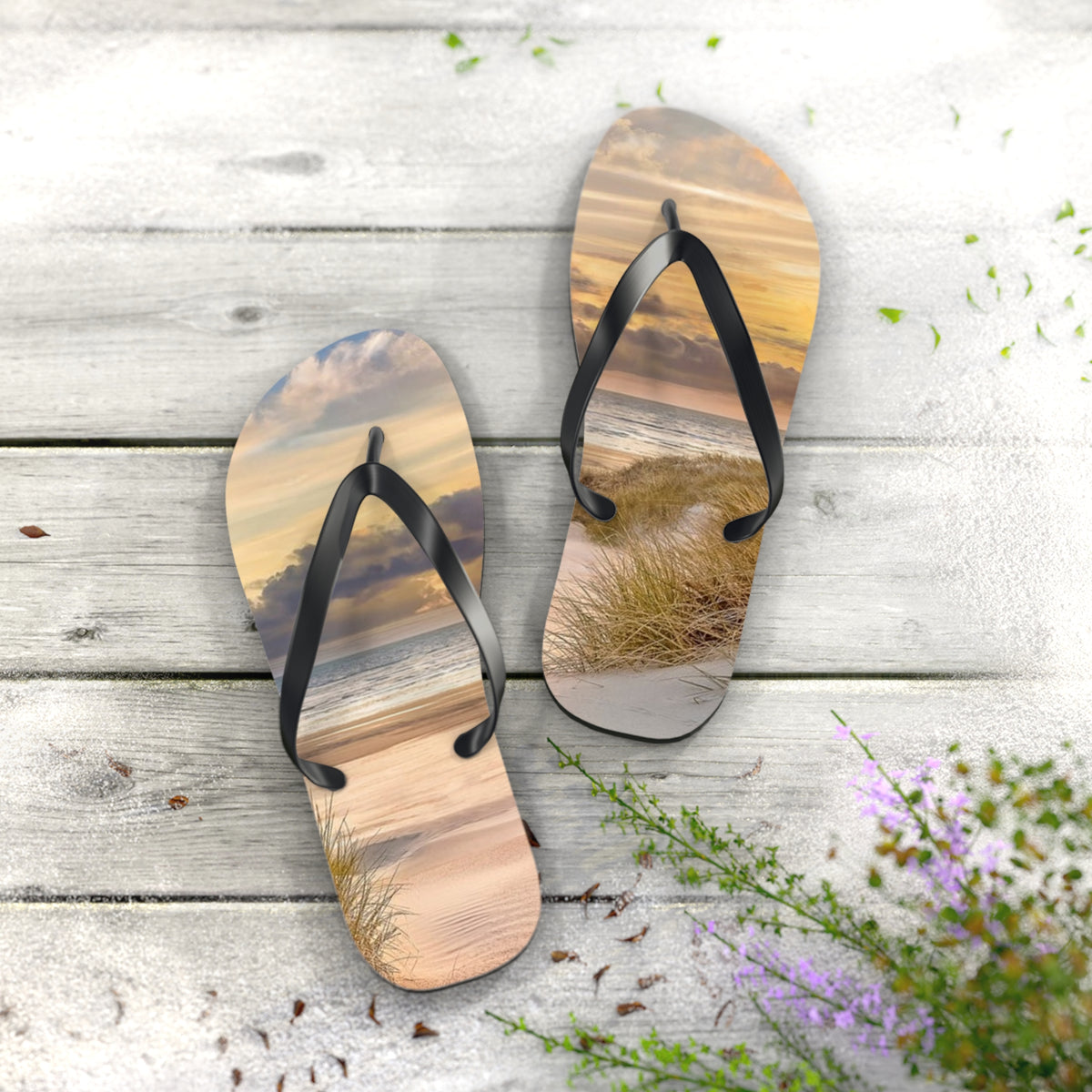 Beach Sunset Flip Flops, Sandals Slides, Summer Footwear, Brand New