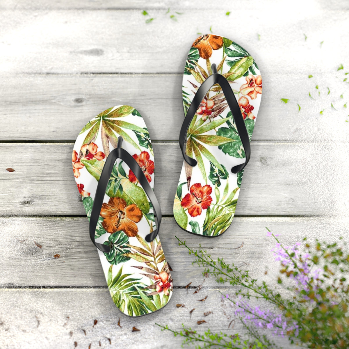 Waves And Sun Sandals Tropical Graphic Summer Flip Flops Slides BRAND NEW