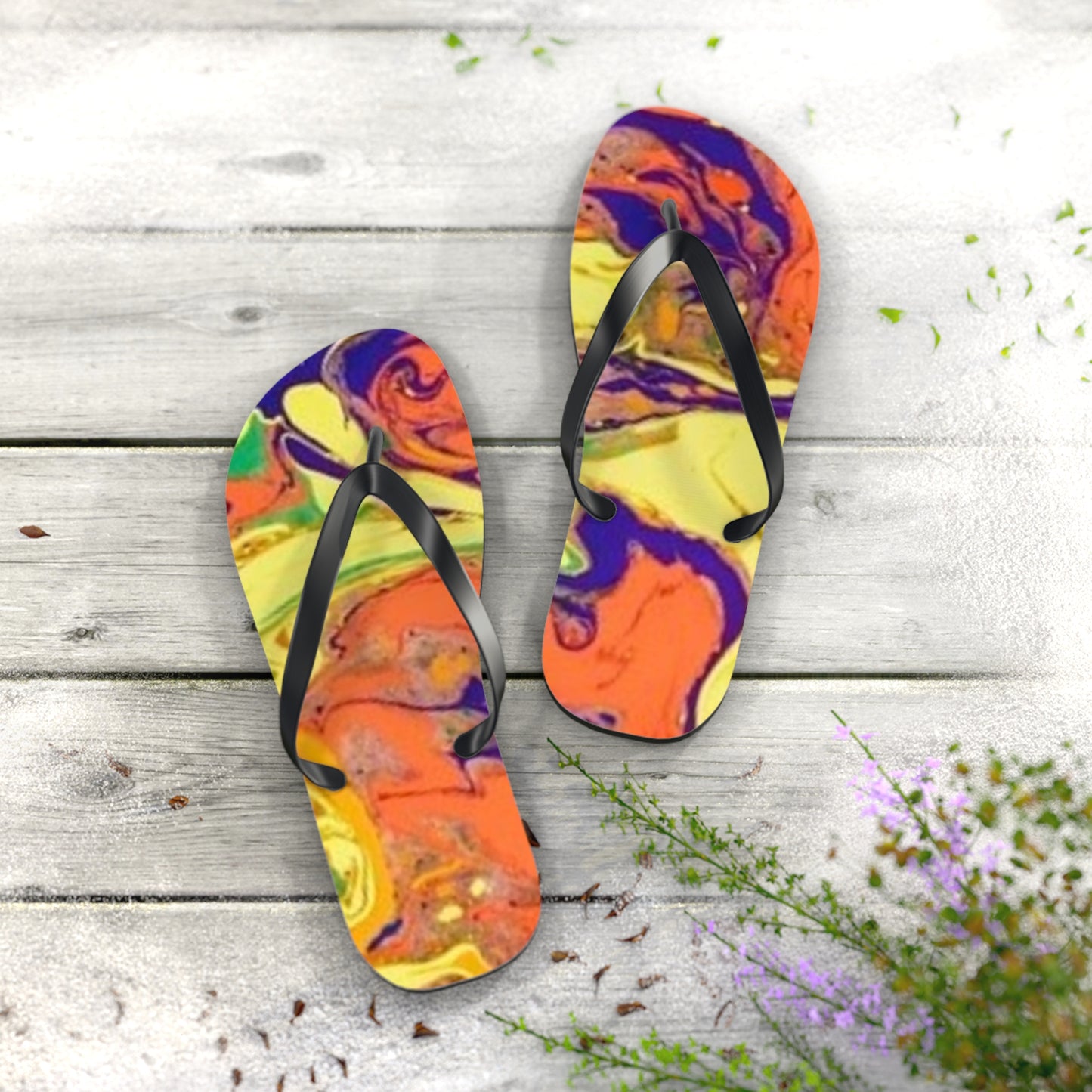 Orange And Yellow Flip Flops, Sandals Slides, Summer Footwear, Brand New