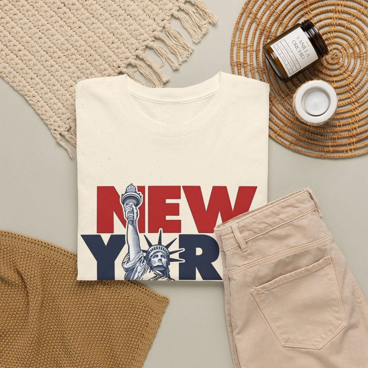 New York Statue Of Liberty Graphic T Shirt Men's Classic Heavy Cotton Tee