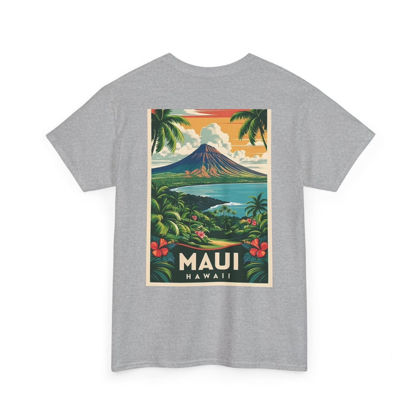 Hawaii Maui Graphic T Shirt Retro Island Poster Unisex Heavy Cotton Tee