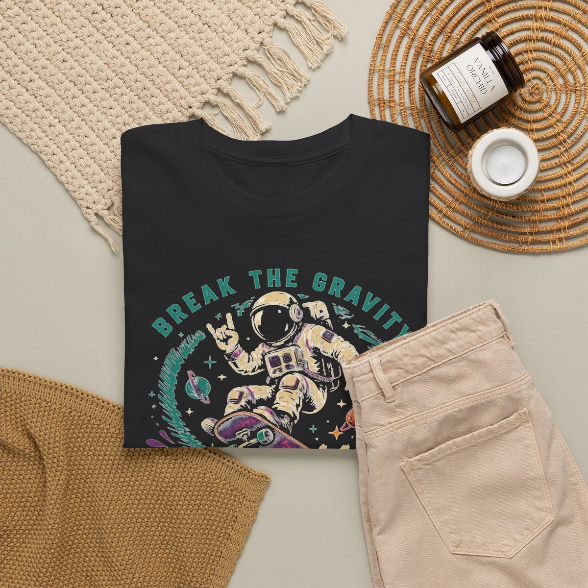 Free Mind Graphic T Shirt Men's Break The Gravity Heavy Cotton Tee