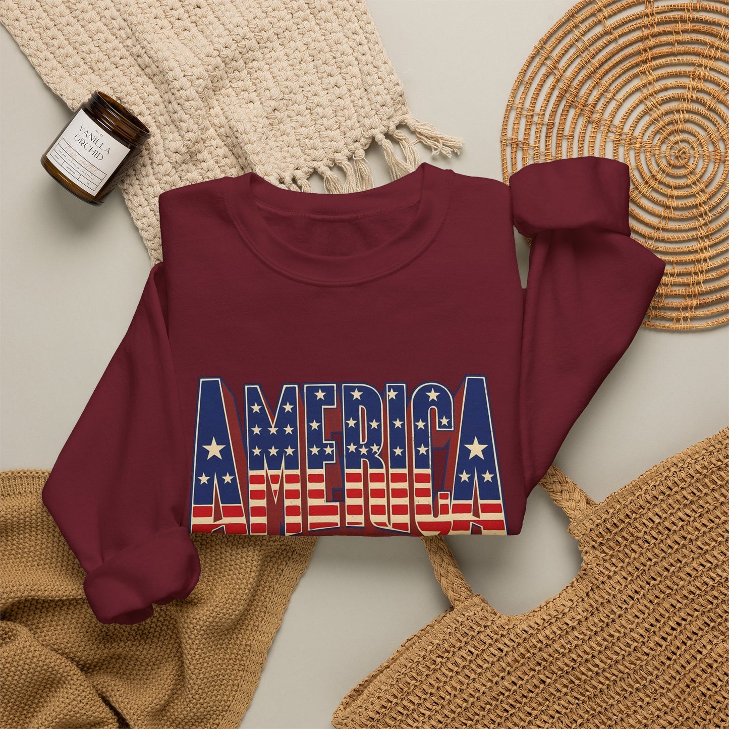 America Graphic USA Retro Sweater NEW Unisex Heavy Blend™ Crewneck Sweatshirt