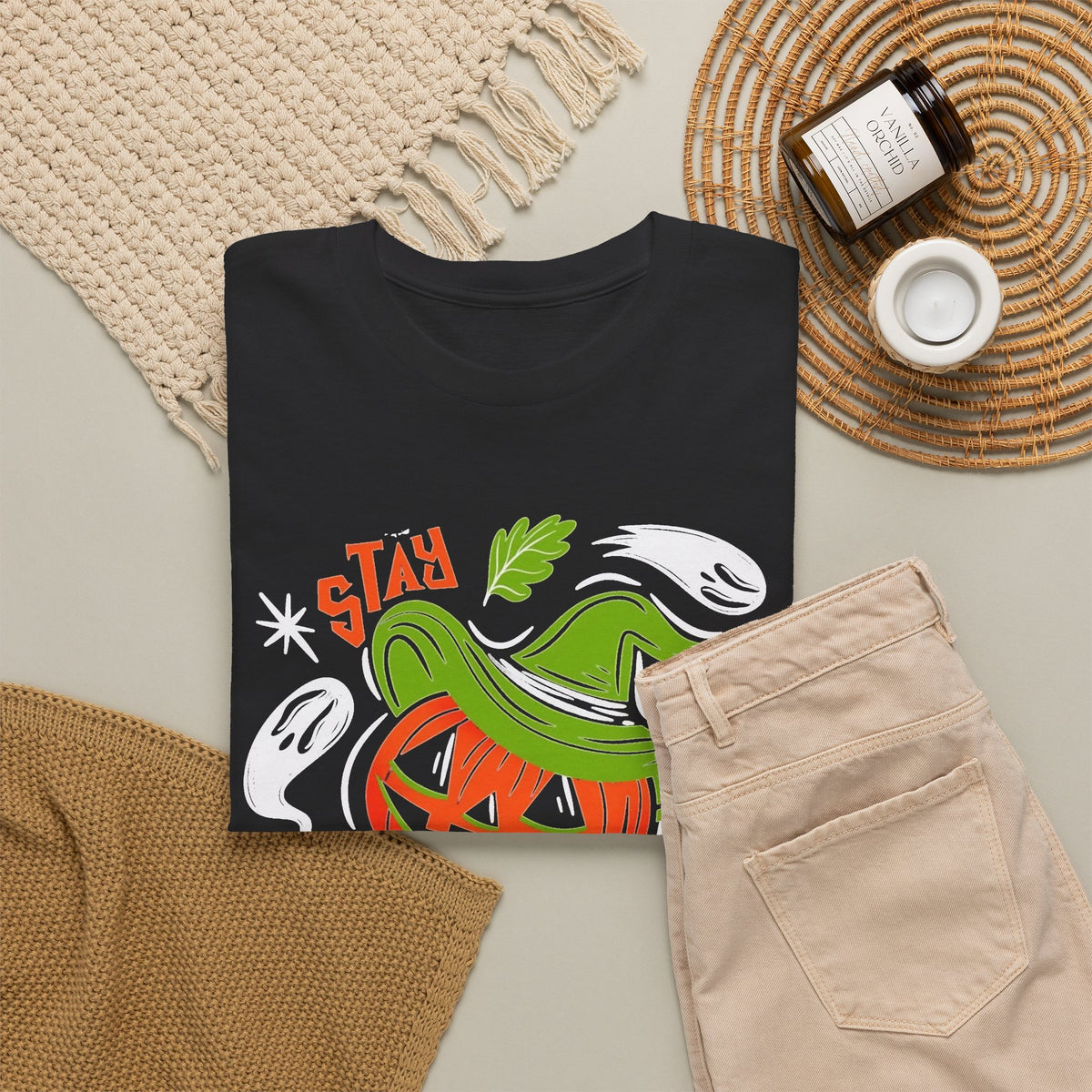 Stay Spooky Graphic T Shirt Men's Halloween Heavy Cotton Tee