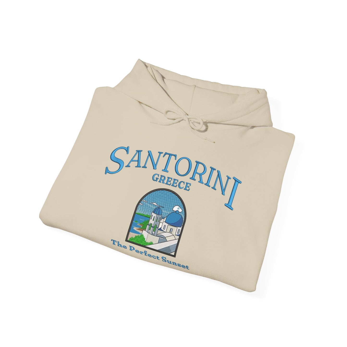 Santorini Greece Graphic Hoodie Heavy Blend Sweatshirt NEW