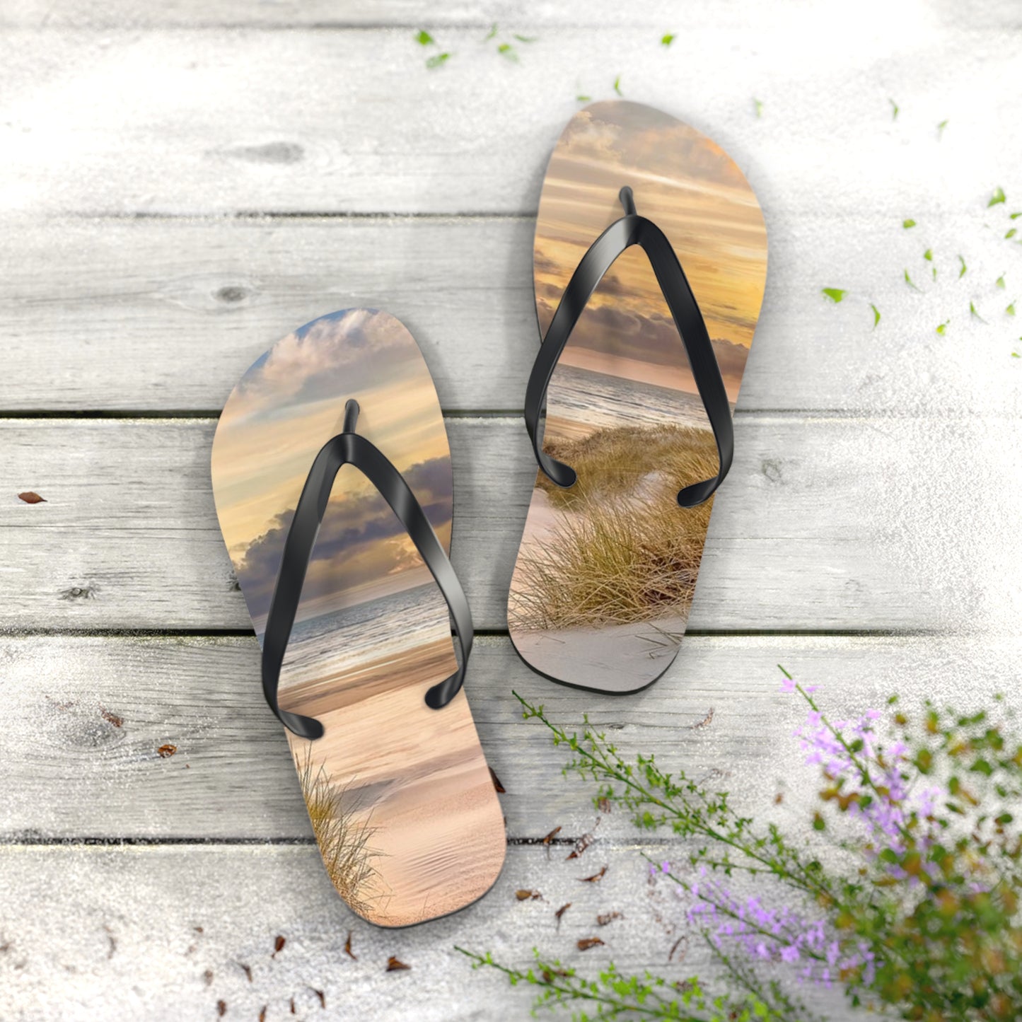 Beach Sunset Flip Flops, Sandals Slides, Summer Footwear, Brand New