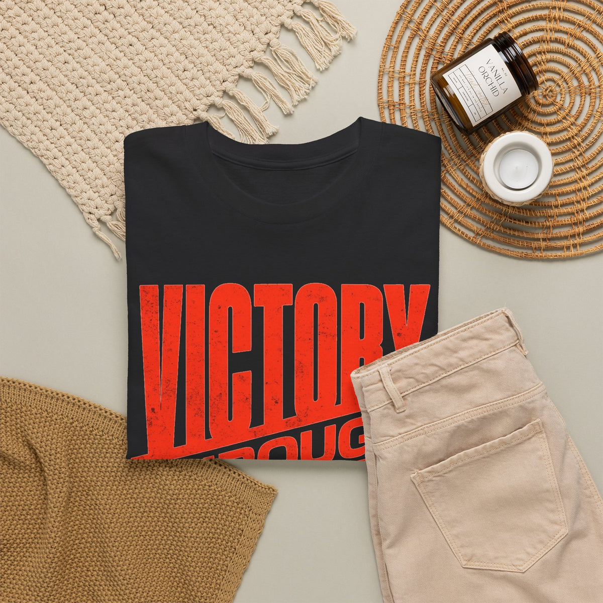 Victory Through Sweat Graphic T Shirt Men's Heavy Cotton Tee