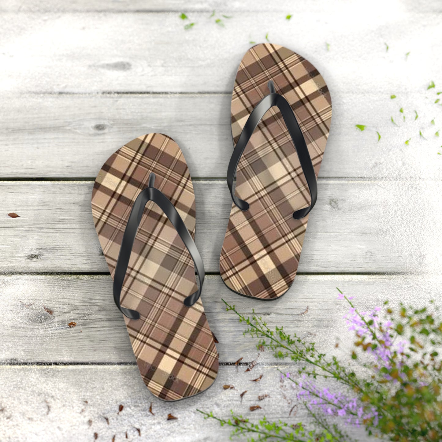 Brown Stripe Sandals, Beach Shoes, Vacation Flip Flops, Pool Slides