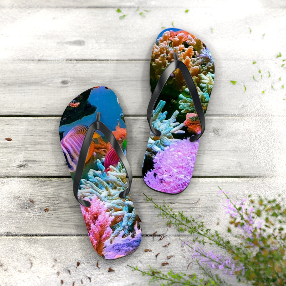 Coral Reef Summer Sandals, Beach Shoes, Vacation Flip Flops, Pool Slides