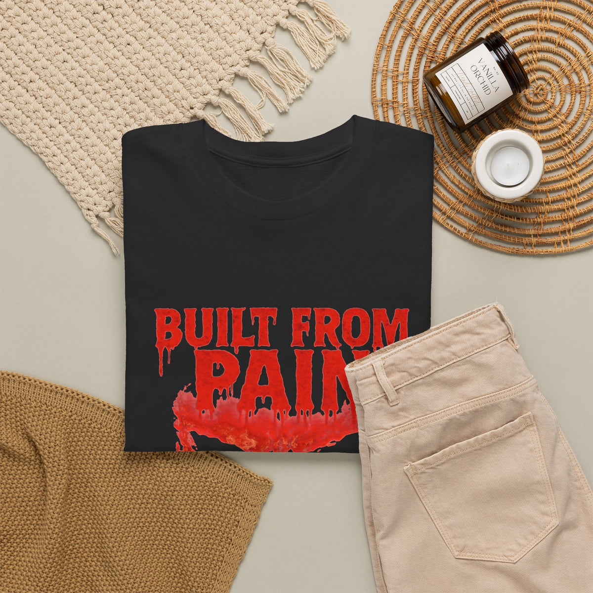 Built From Pain Graphic T Shirt Men's Heavy Cotton Tee