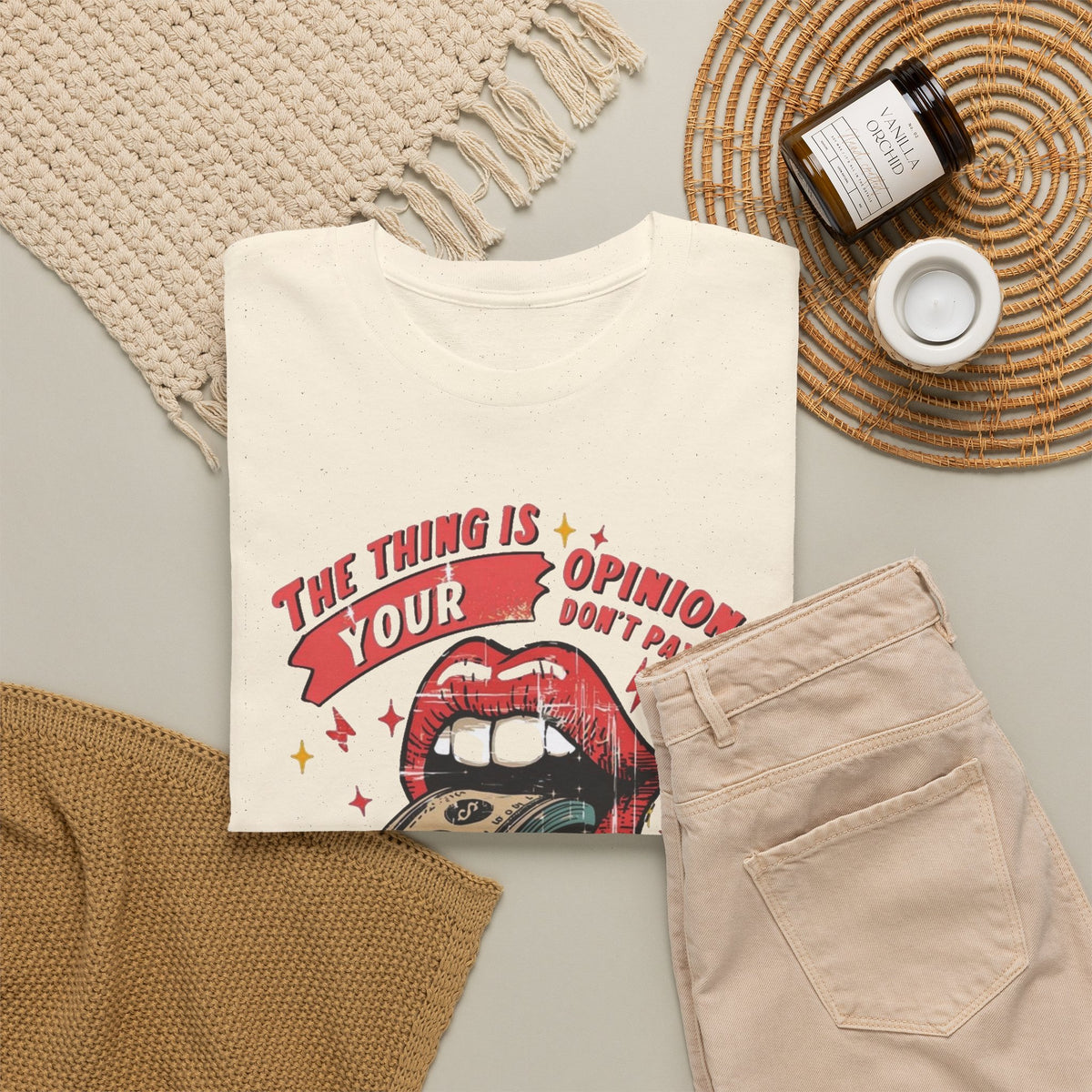 Opinions Don't Pay The Bills Graphic T Shirt Men's Heavy Cotton Tee