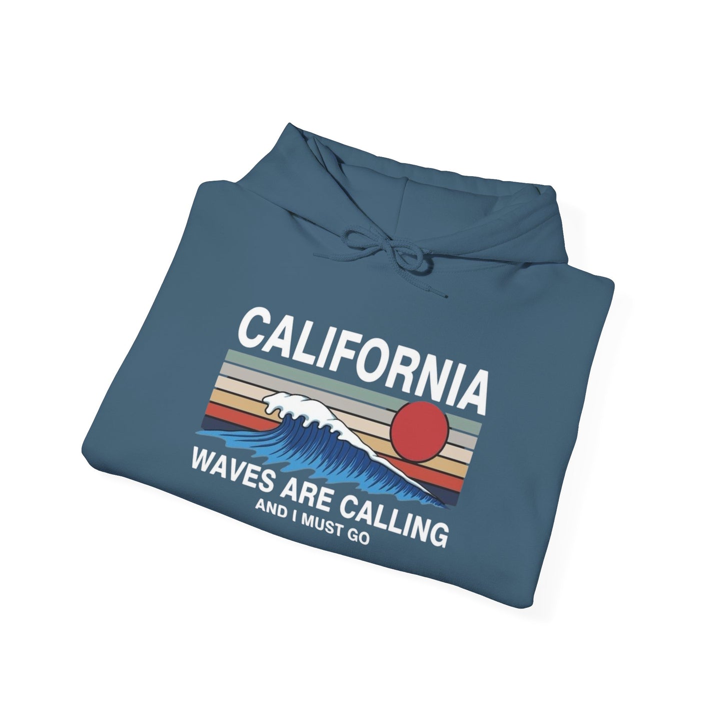 California Waves Are Calling Graphic Hoodie Heavy Blend Sweatshirt NEW