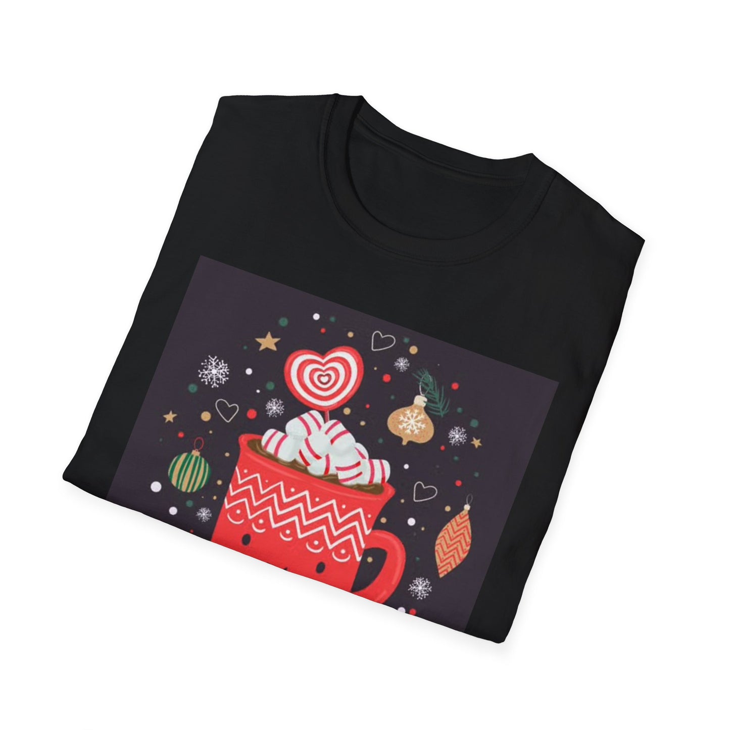 Christmas Santa Snowflake T-Shirt, Hot Cocoa Winter Holiday Tee, Unisex