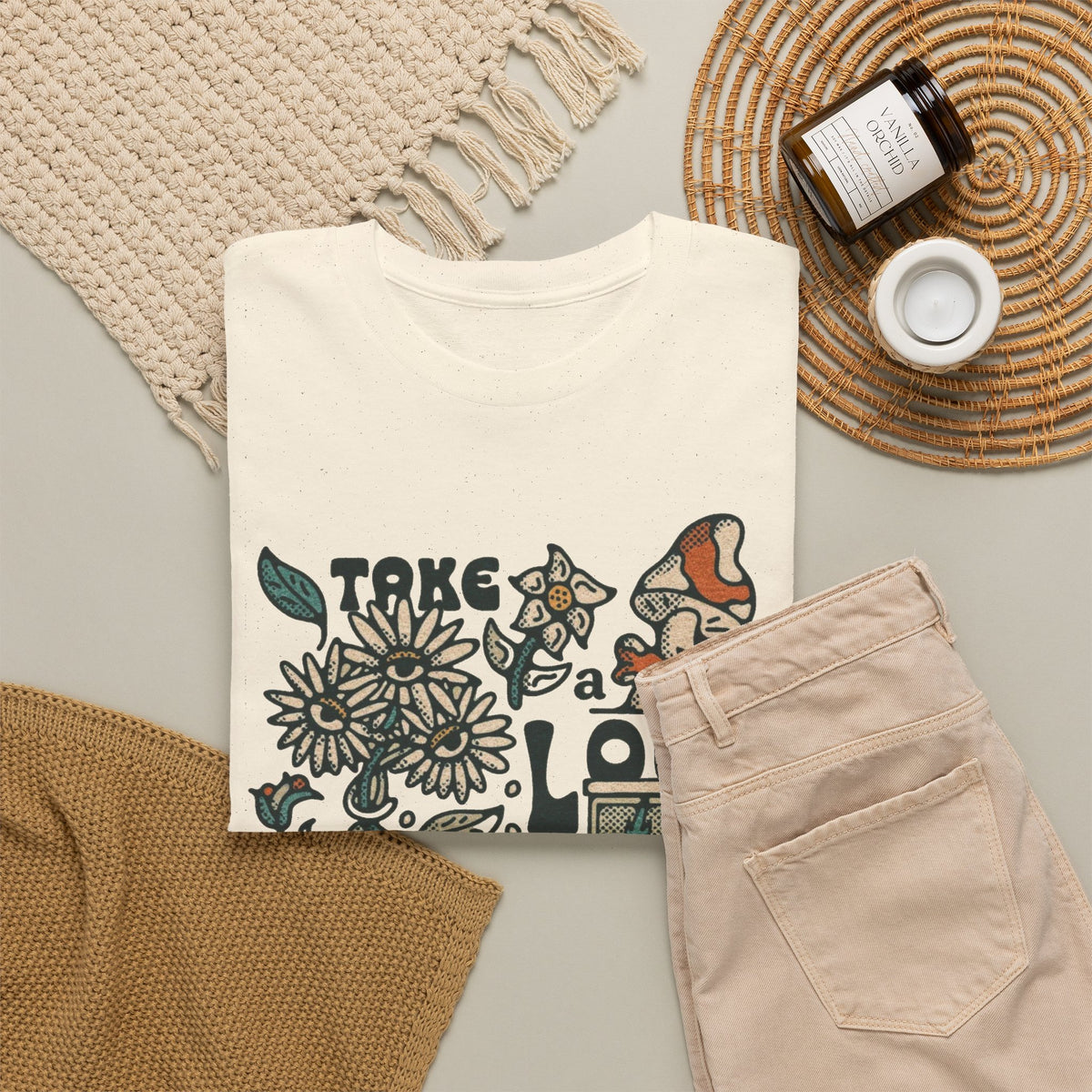 Take A Look Outside Graphic T Shirt Men's Retro Heavy Cotton Tee