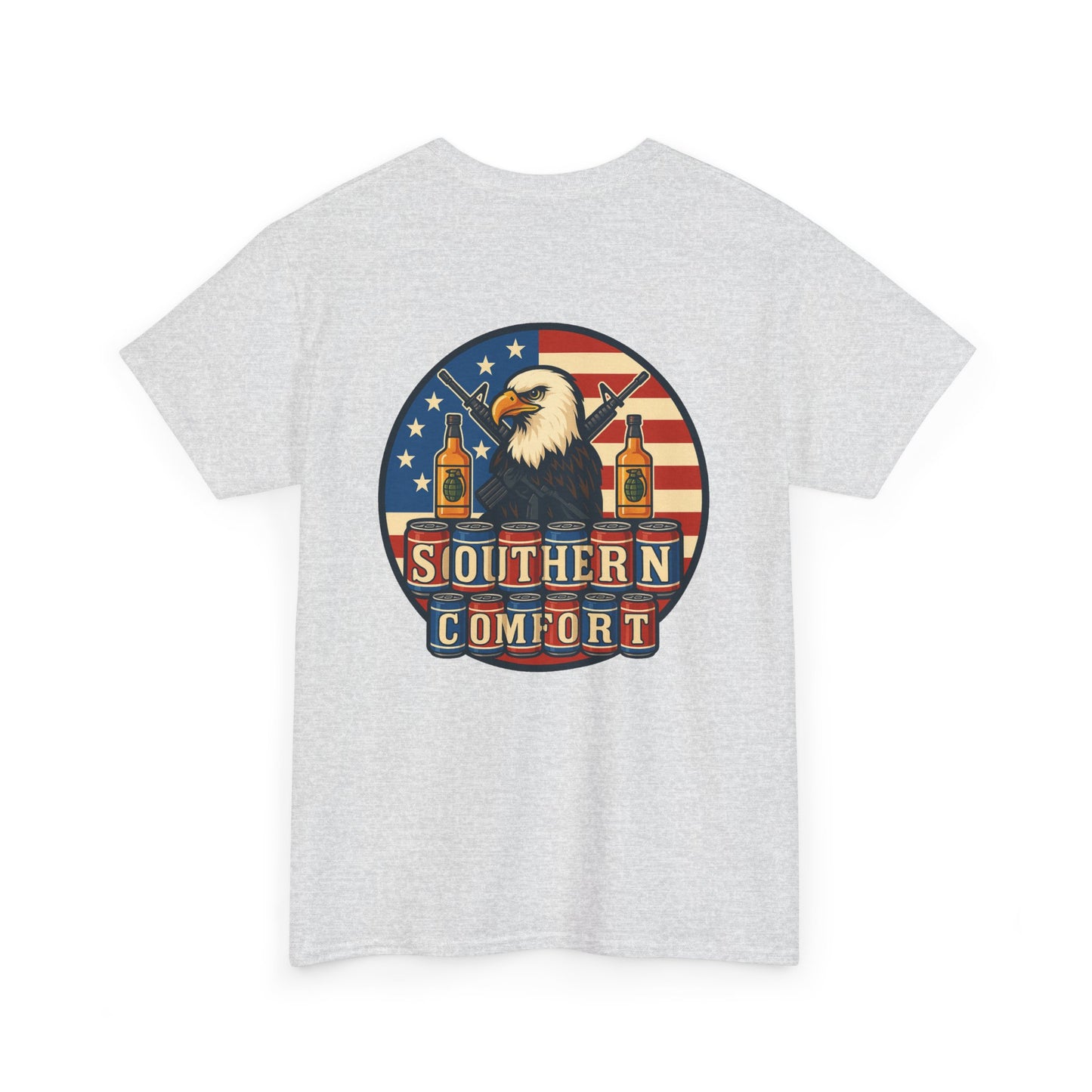 Southern Comfort Graphic T Shirt American Flag-USA-Bald Eagle-Beers-Guns-Whiskey