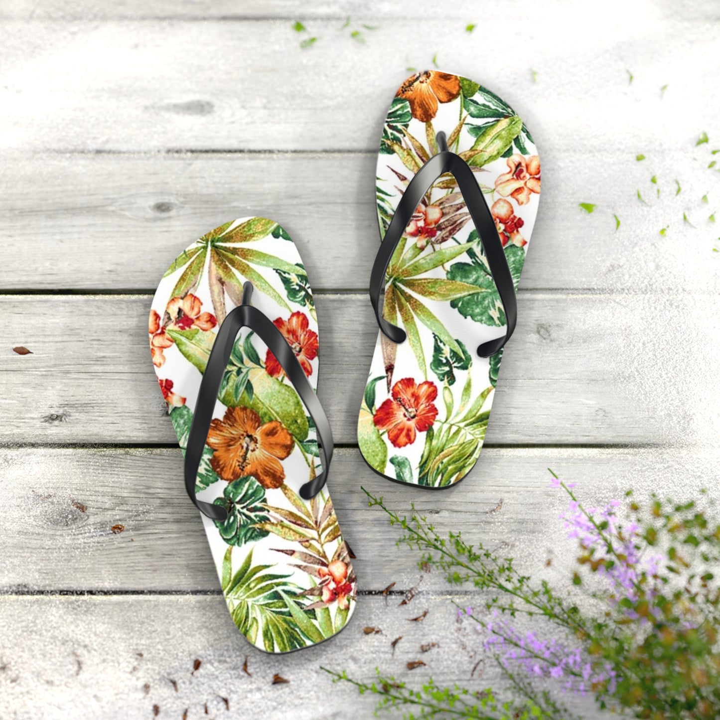 Waves And Sun Sandals Tropical Graphic Summer Flip Flops Slides BRAND NEW