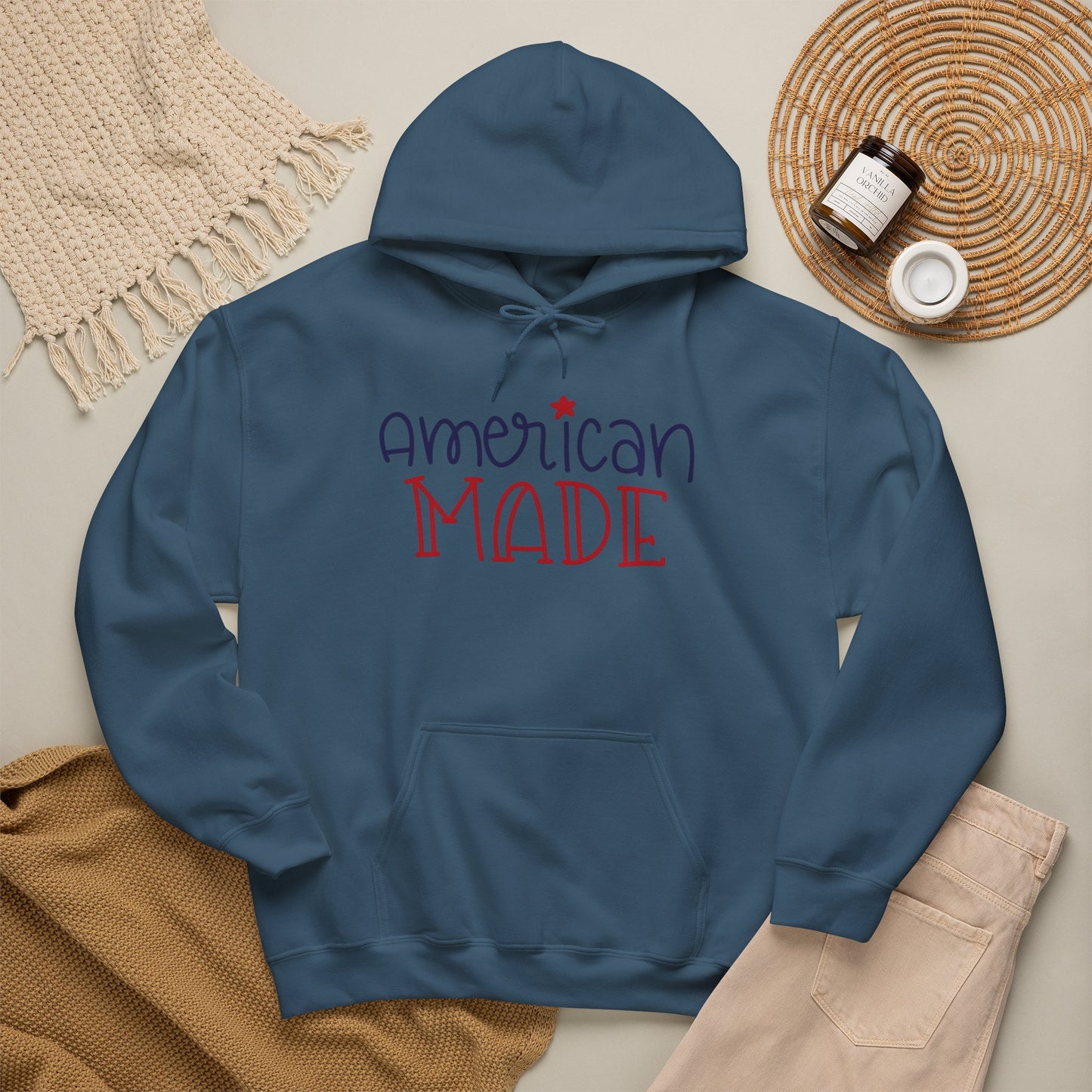 American Made USA Retro Graphic Hoodie Men's Heavy Blend™ Hooded Sweatshirt