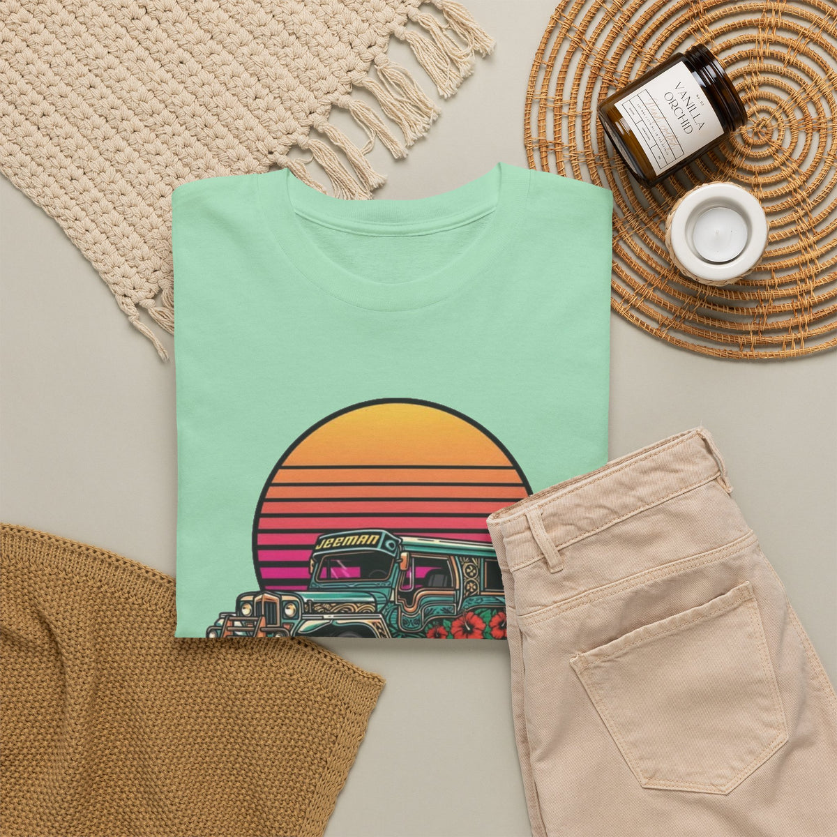 Filipino Graphic T Shirt Men's Bus Classic Retro Heavy Cotton Tee