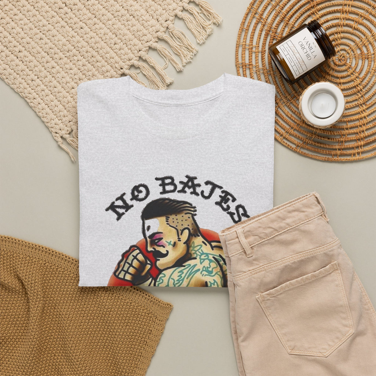 No Bajes La Guardia Braves the Guard Tattoo Style Graphic T-Shirt Men's Tee